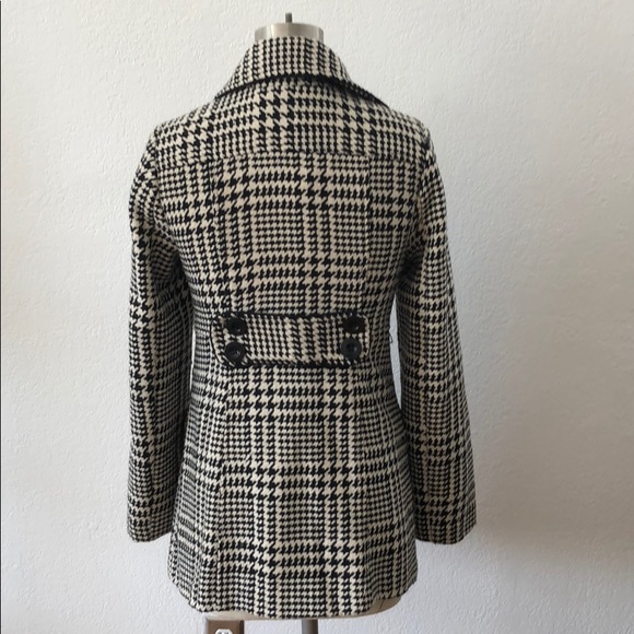 Vintage houndstooth tweed retro mod 60s style twiggy coat jacket S - Picture 7 of 8